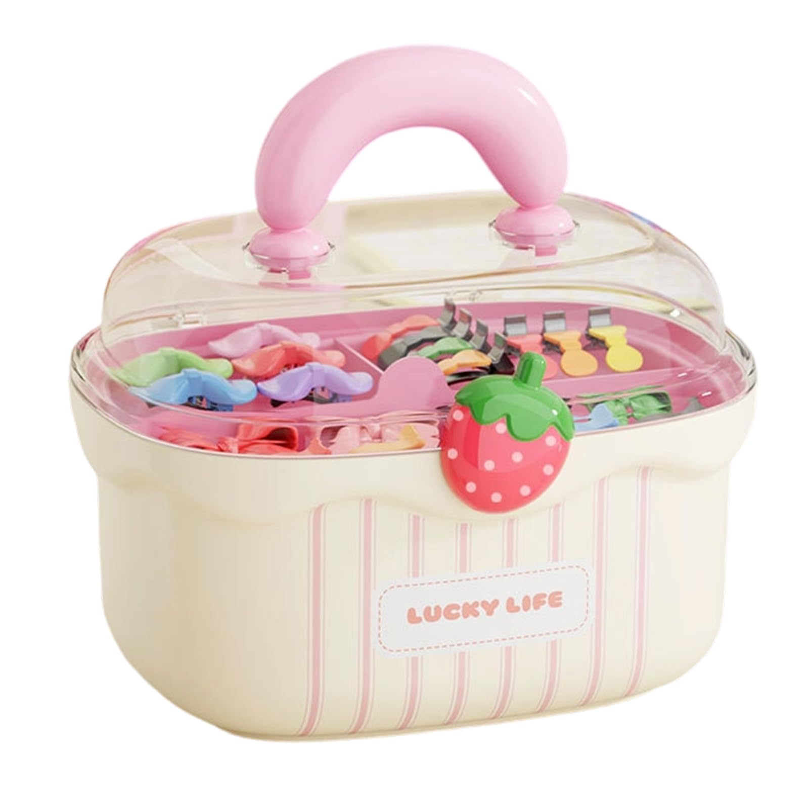 Snorvixre Kids Hair Accessories Double Layer Storage Container Portable Transparency View Quick Access Solution Portable Hair Accessories Case