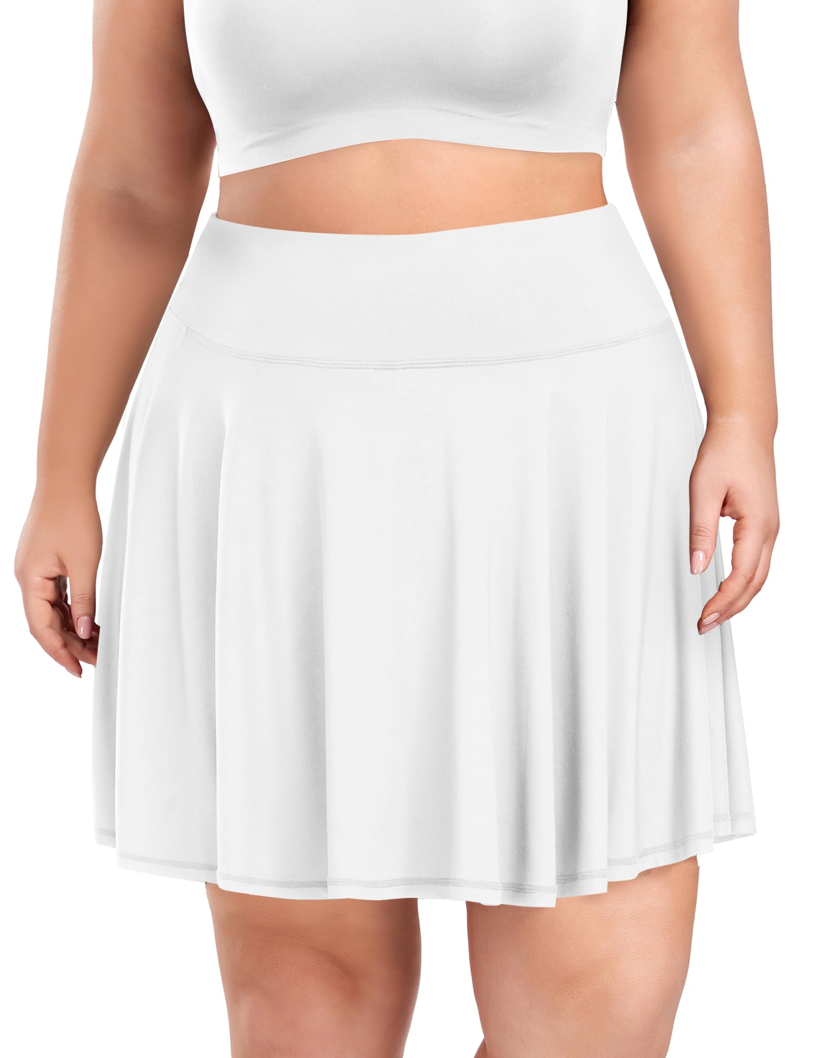 COOTRY Women's Plus Size Pleated Tennis Skirt with Shorts Athletic Golf Skorts with Pockets High Waisted Workout Skirts