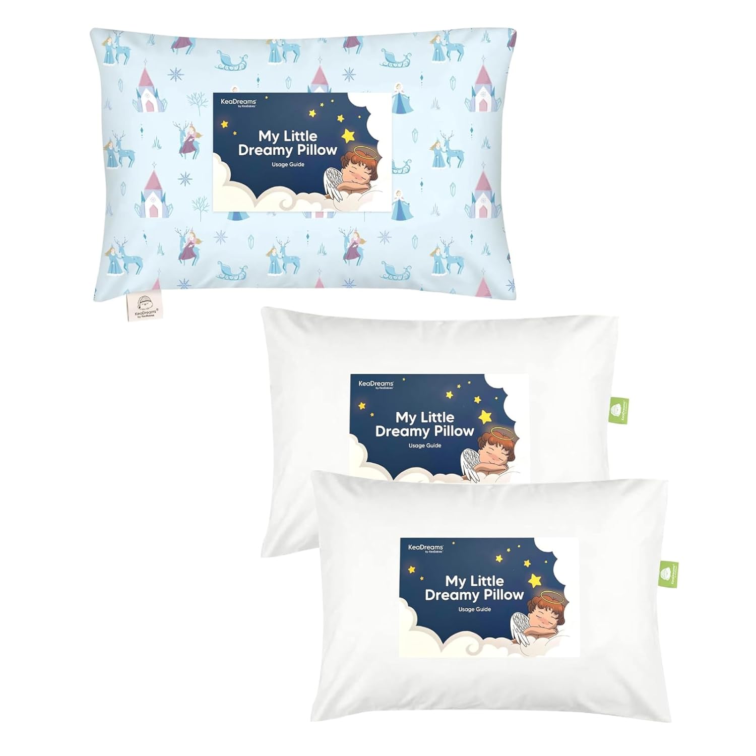 KeaBabies Toddler Pillow with Pillowcase and 2-Pack Toddler Pillow - 13X18 Soft Organic Cotton Toddler Pillows for Sleeping - Soft Organic Cotton Toddler Pillows for Sleeping