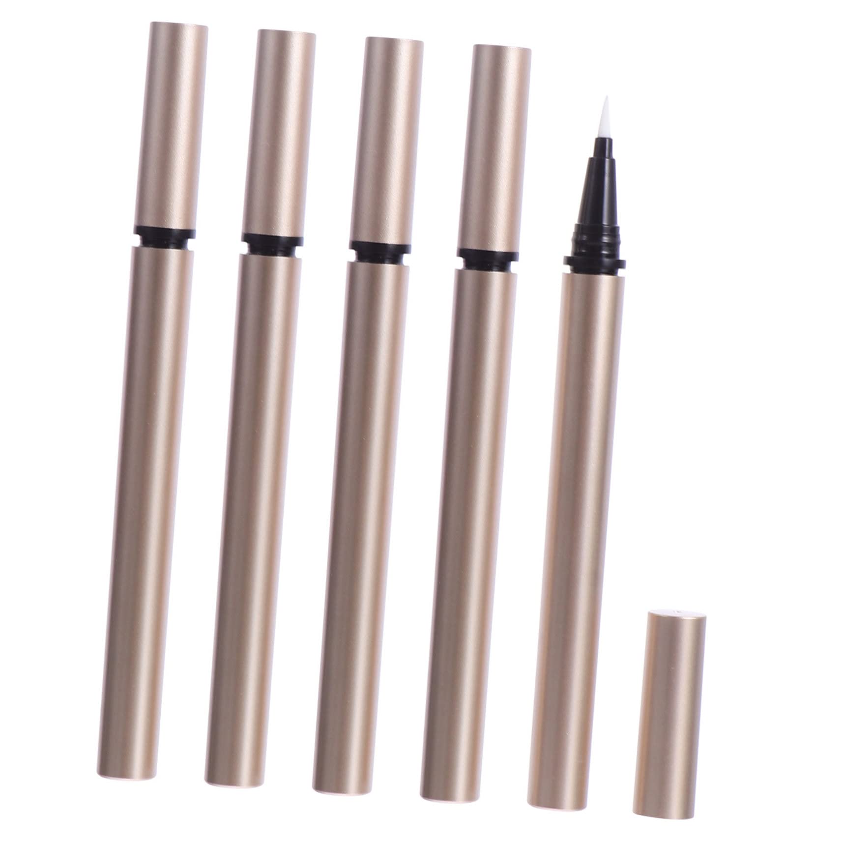 Tubos Rellenables de Delineador de Ojos 1ml Color Dorado de Plástico, Paquete de 5 Piezas para Aplicadores de Maquillaje y Cosméticos