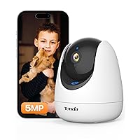 Tenda Telecamera WiFi Interno,360° PTZ Videocamera Sorveglianza 5MP