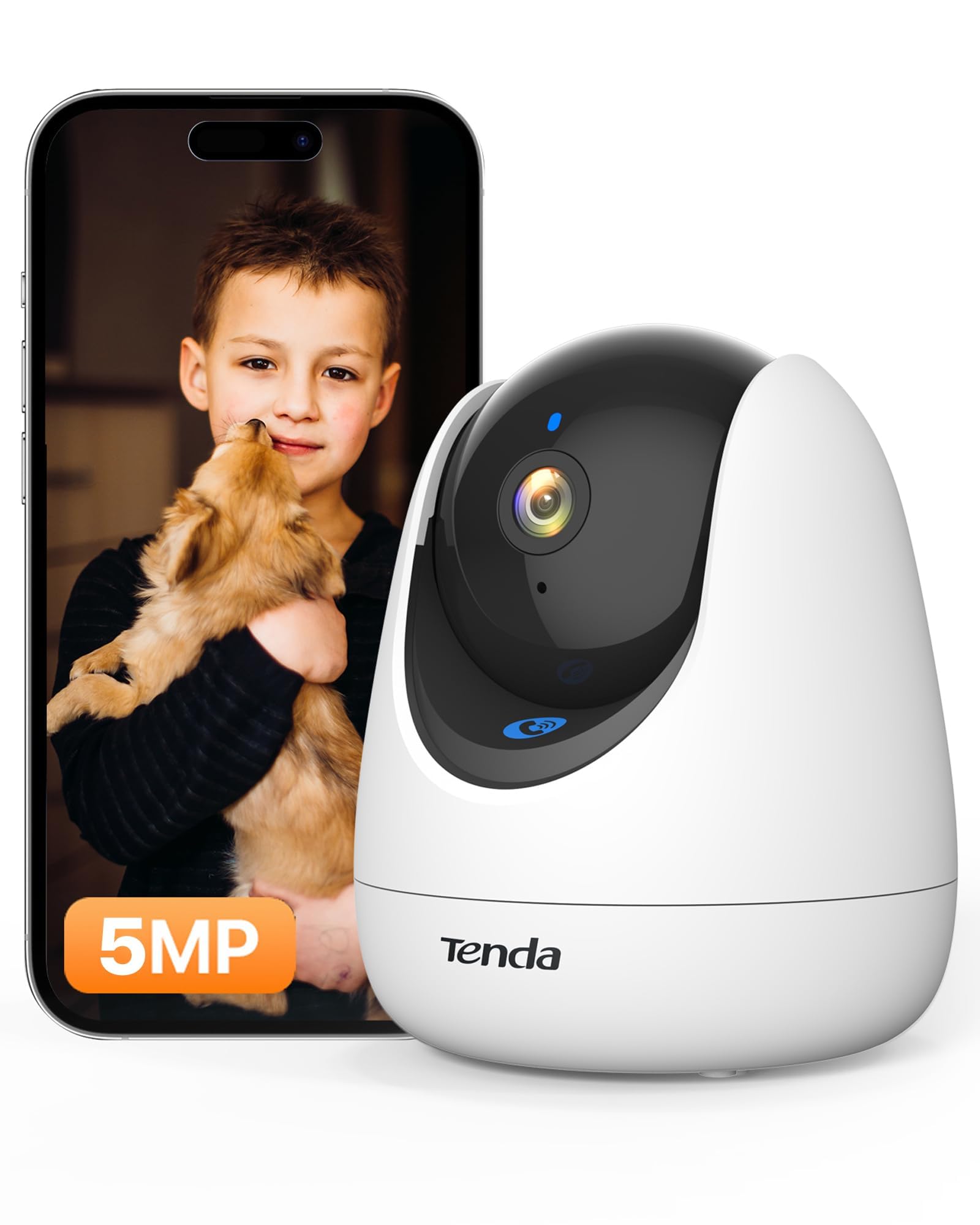 Tenda Tenda CP7 V2.0 Cámara WiFi Vigilancia Interior 5MP,Detección Humana, Llamada con un Solo Clic, Cámara de Seguridad Interior con Audio Bidireccional, Alexa, Camara Vigilancia para Bebé y Mascota