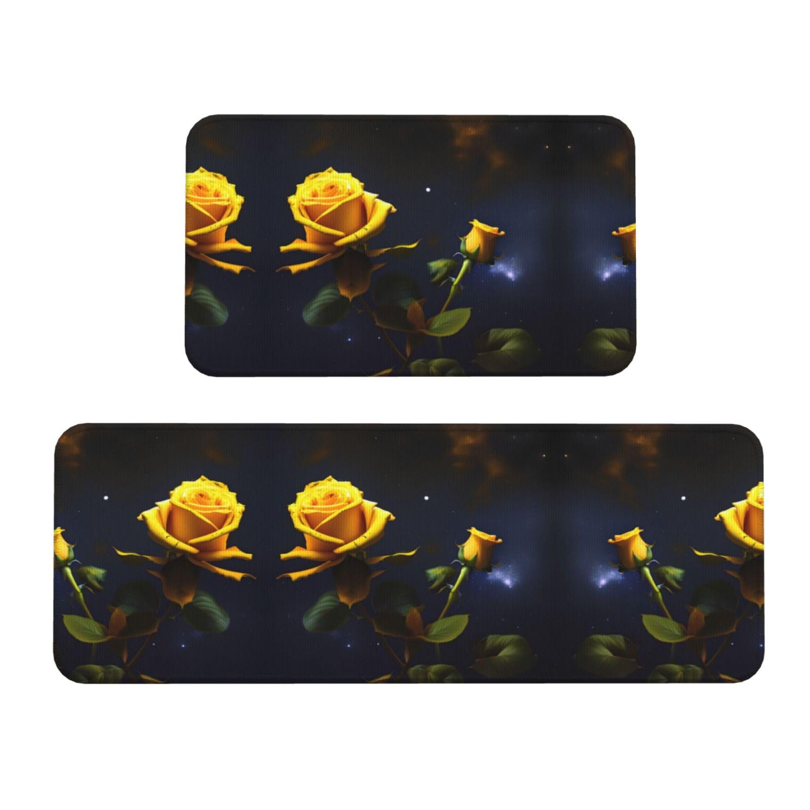 Juego de 2 alfombrillas de cocina con estampado floral decorativo y base protectora segura