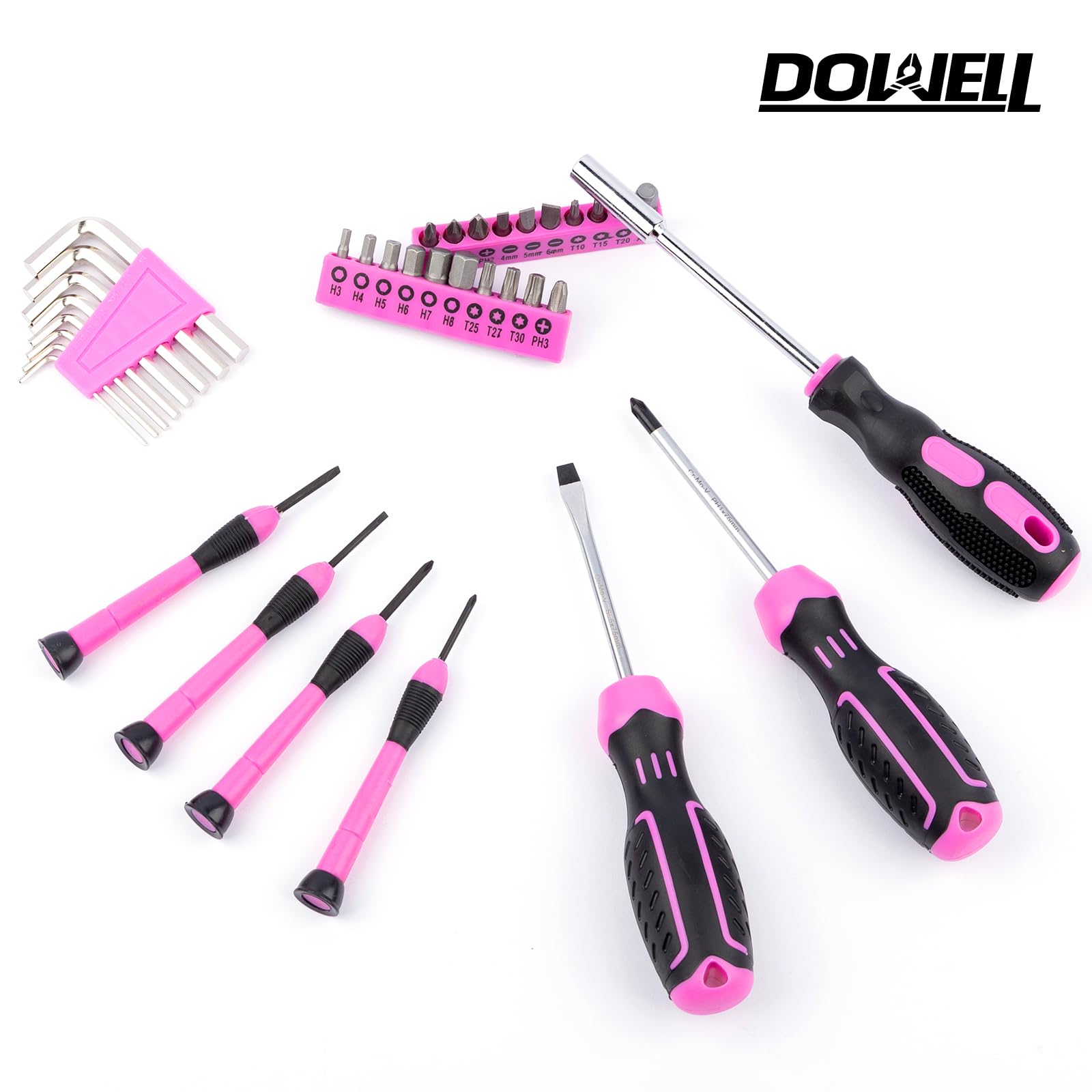 DOWELL Kit di attrezzi per la riparazione domestica, 145 pezzi, con cassetta degli attrezzi, set completo di attrezzi manuali per la casa, tra cui martello, pinza, cacciavite e nastro di misurazione
