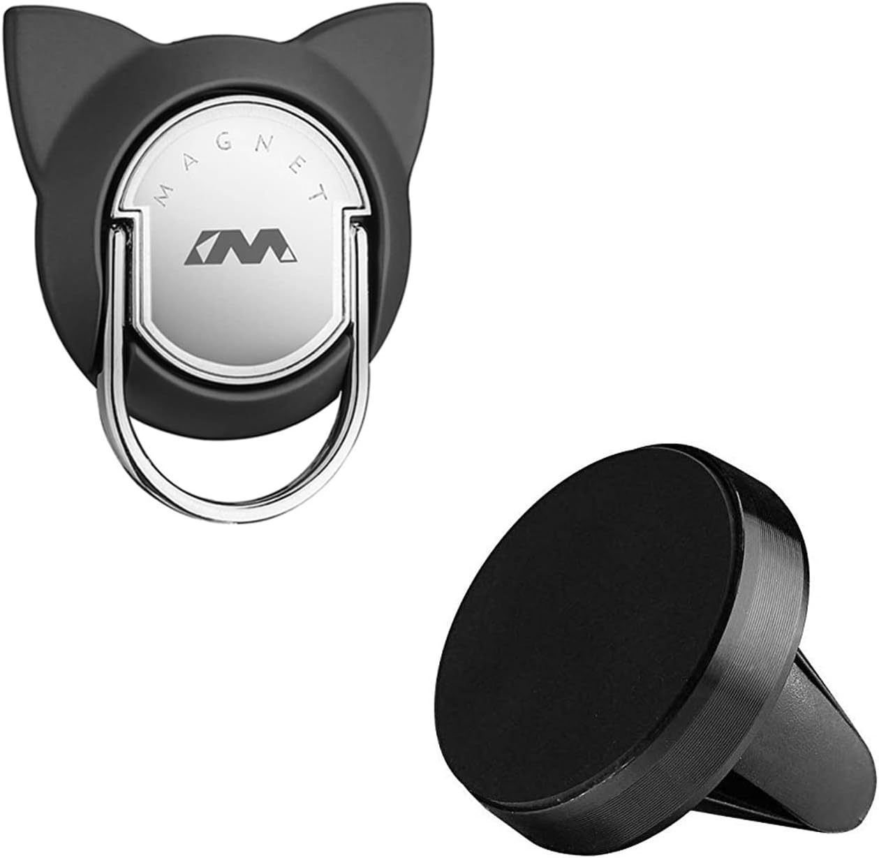 Ring Holder for Cell Phone with Phone Holder for Car, Cell Phone Ring for Car Phone Holder Mount, iPhone Ring Holder with Mobile Phone Holder for Car (Black)