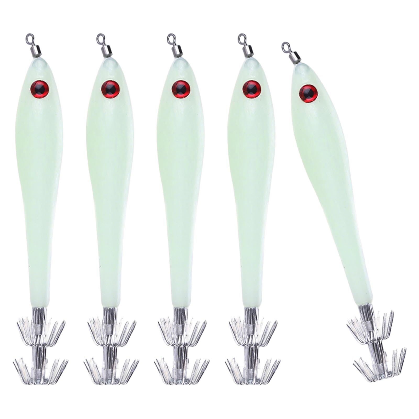 5pcs 9.5cm Luminous Saltwater Fishing Lures – Octopus Jig Artificial Shrimp Squid Bait for Saltwater Fishing