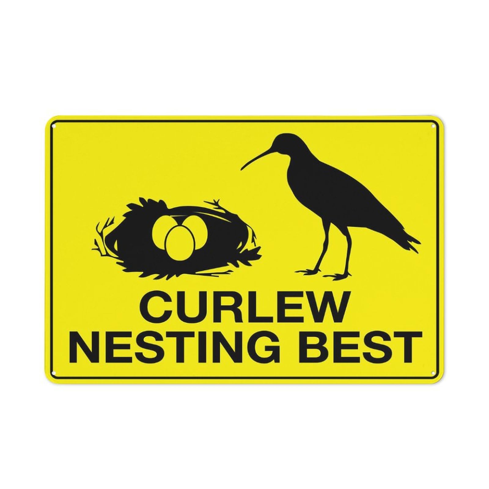Curlew Nesting Best Bright Yellow Sign 12”X8” Metal Signs Aluminum Sign Pre-Drilled Holes For Easy Mounting Indoor Or Outdoor Use For Fence Door Or Gate