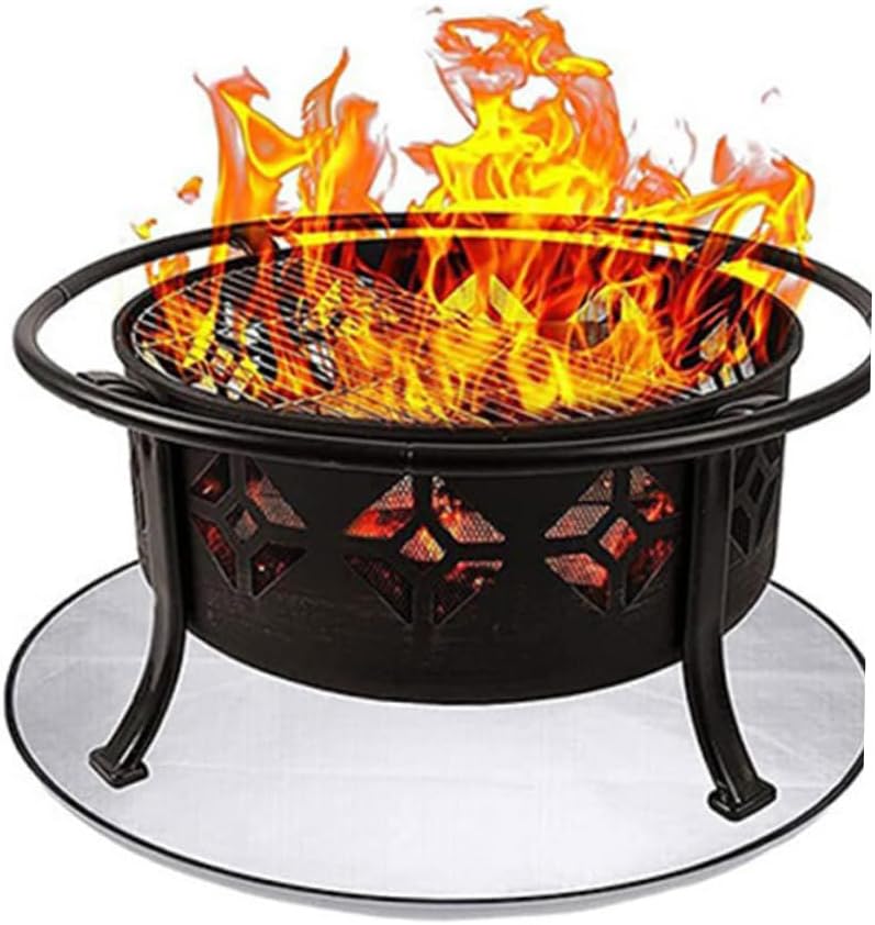 Fire Pit Floor Protector Mat Double-Sided Fire-Resistant Camping Pad for Grass Concrete Patio BBQ Grill Supply Portable Lightweight Outdoor Heat Shield