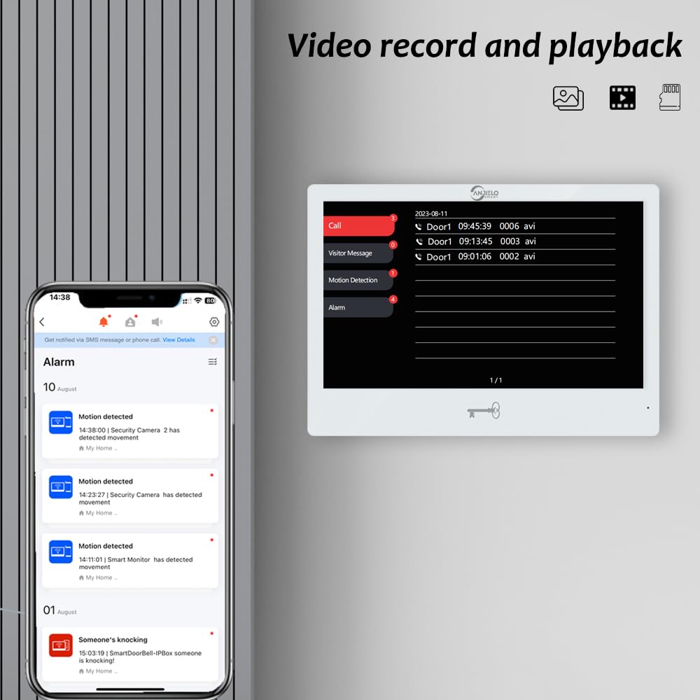 4-Draht-Verbindung TUYA 1080P Visual Türklingel Gegensprechanlage, 2-Familie Türklingel, 10-Zoll-Touchscreen-Display, Innen-und Außenbereich Entriegelung Unterstützung, Zwei-Wege-Sprechanlage