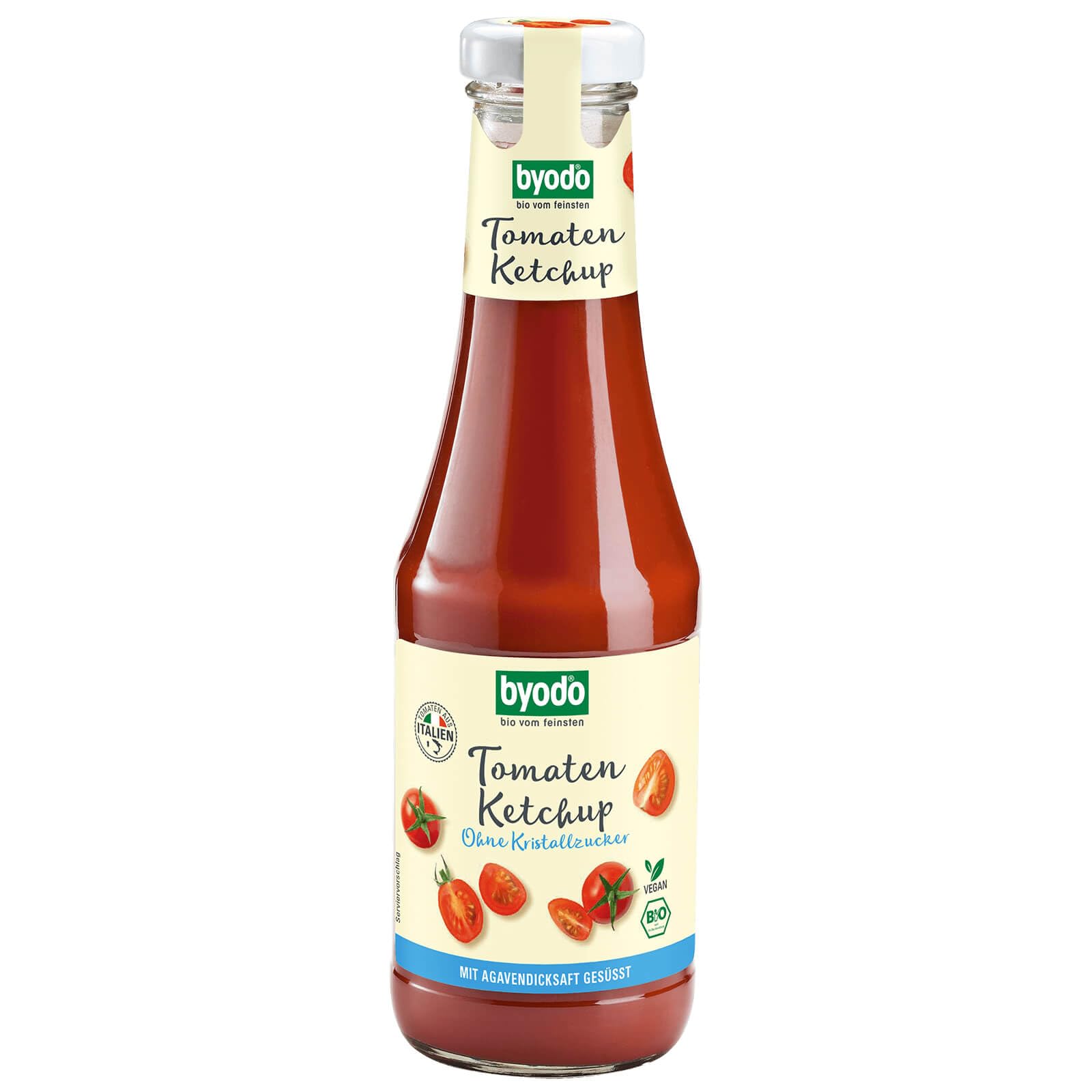 Bio Tomaten Ketchup ohne Zuckerzusatz von Byodo, Mit Agavendicksaft Gesüßt, Vegan, Glutenfrei, 6x500ml