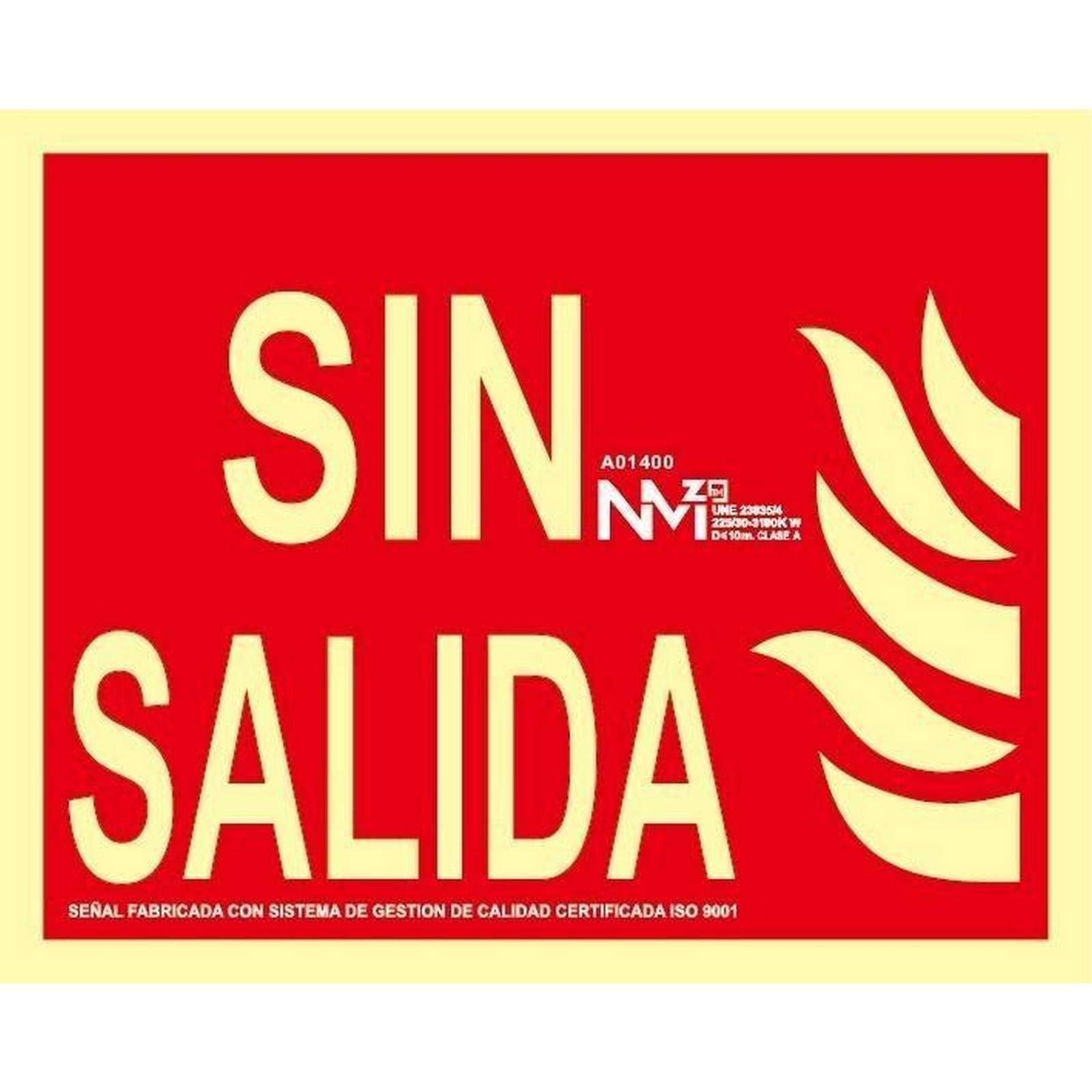 NM RD01100 – Non-Output Luminiscent Sign Class B PVC 0.7mm 20 x 25 cm with CTE, RIPCI and Suitable for New Legislation