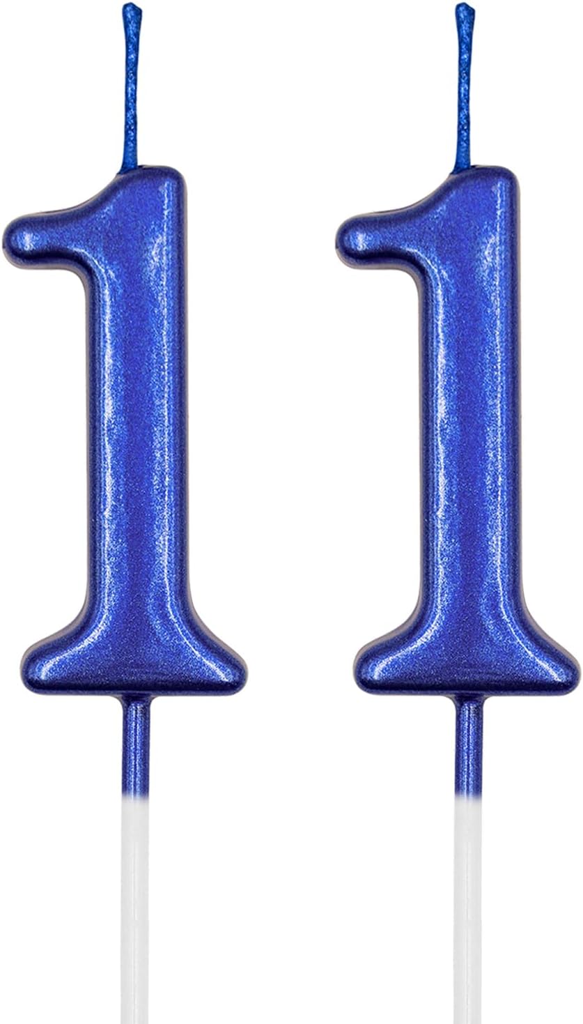 11th & 1st Birthday Candles, Blue Number 11 1 Candle for Cake, Happy Birthday Cake Topper Decoration for Birthday Anniversary Celebration Party Supplies