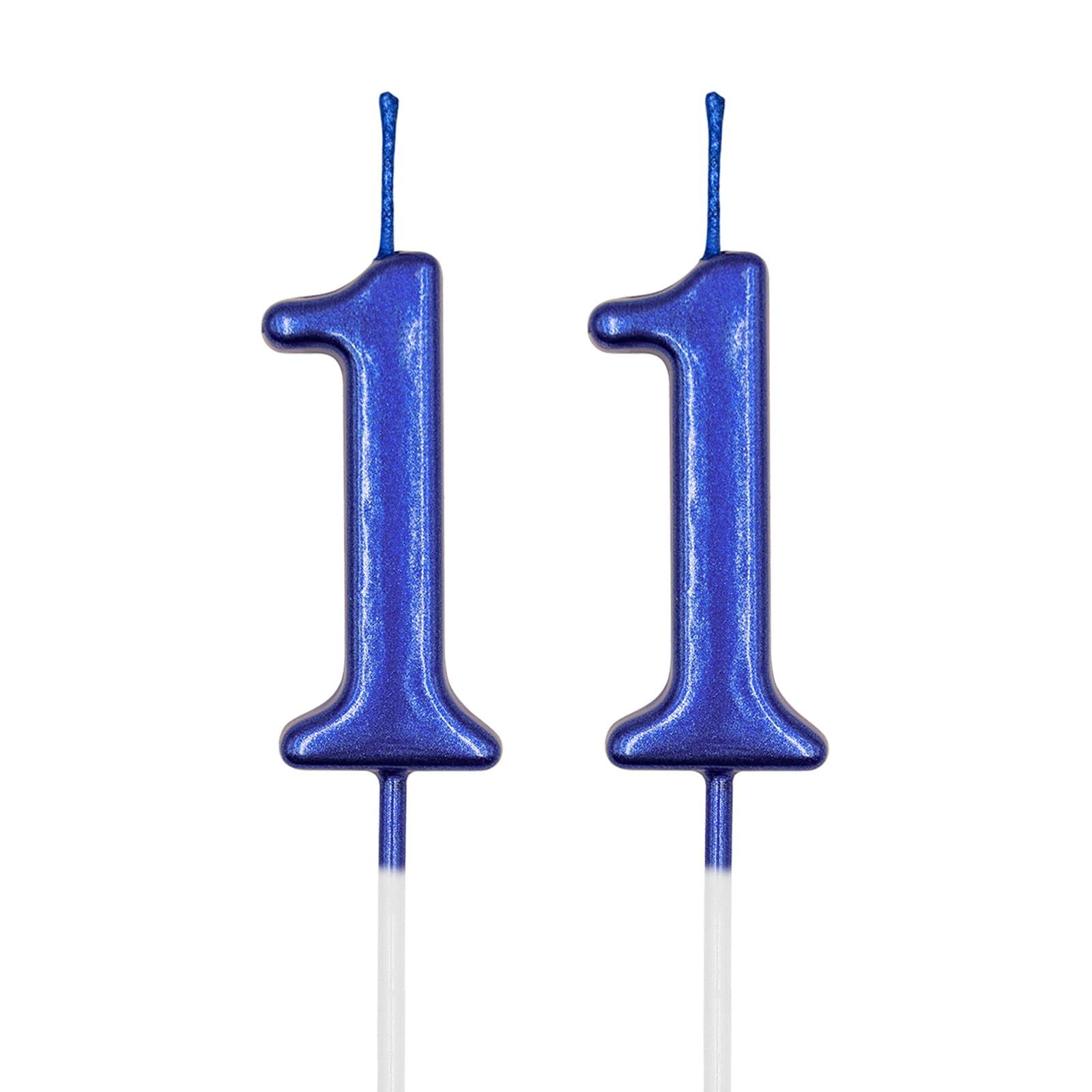 Amazon.com: 11th & 1st Birthday Candles, Blue Number 11 1 Candle for ...