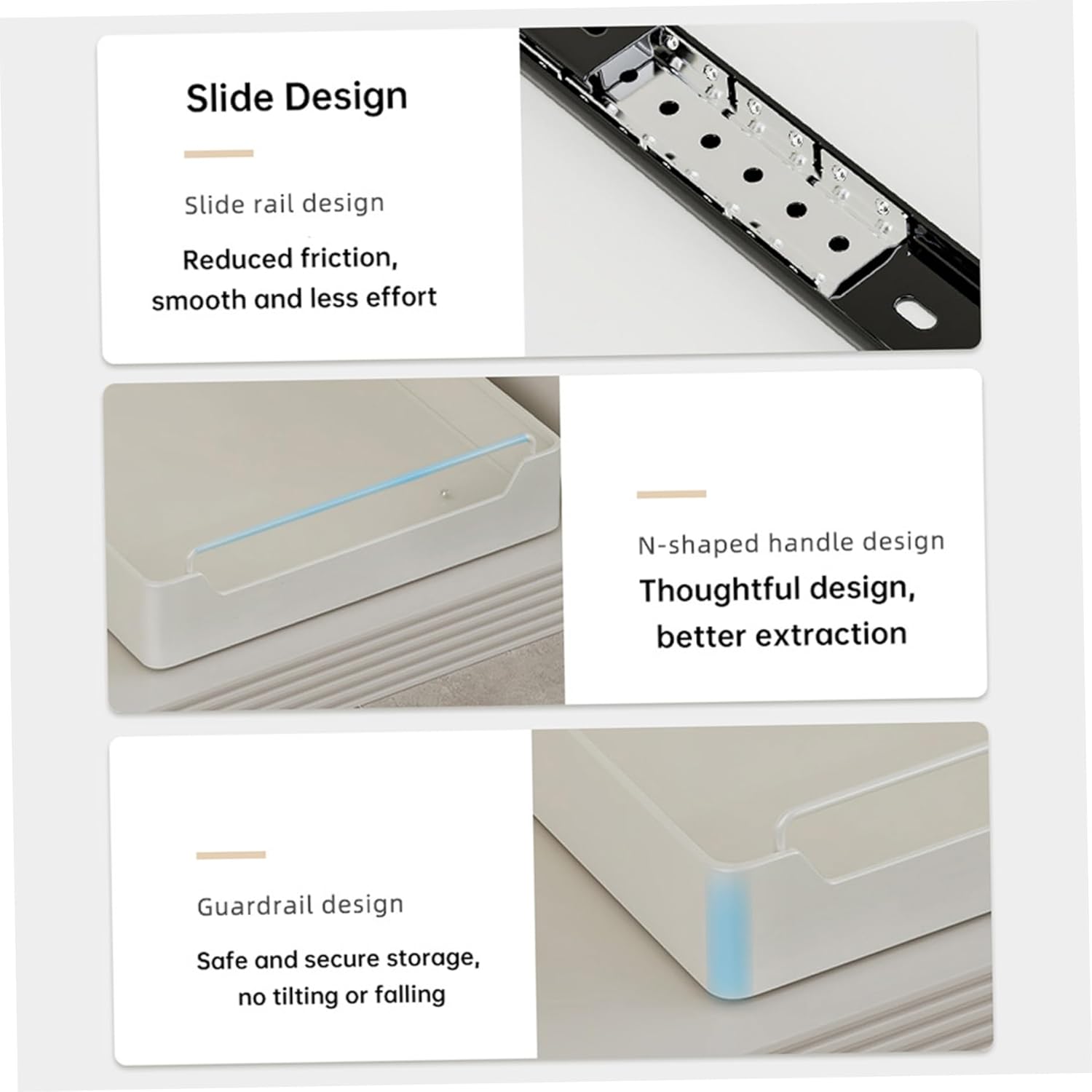 Pull out Cabinet Organizer with Adhesive Nano Film, 16.9x7.9x2.8 Slide out Drawers, Heavy Duty Silent Adhesive Drawers for Cabinets, Kitchen, Living Room, Home