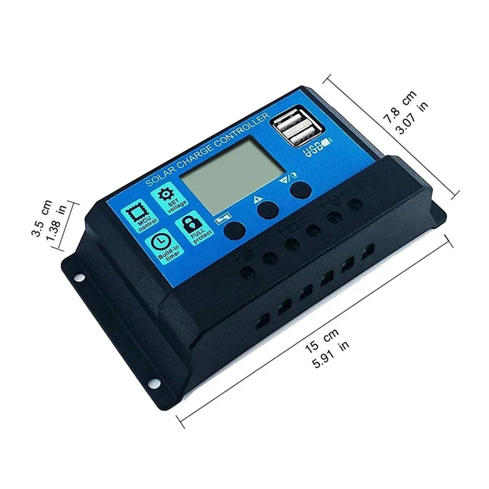 Regulator ładowania słonecznego PWM 12 V/24 V 10 A z wyświetlaczem LCD i timerem (30 szt., 10 A)