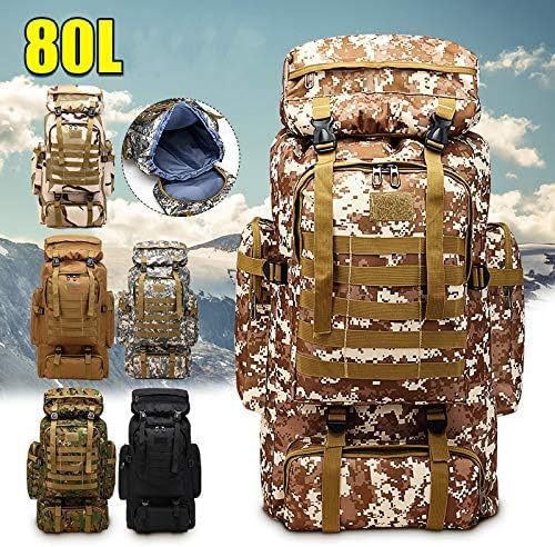 Mochila Grande Impermeável 80 litros Camping Trilha Camuflada Tática Cargueira Aventura Pesca Acampa