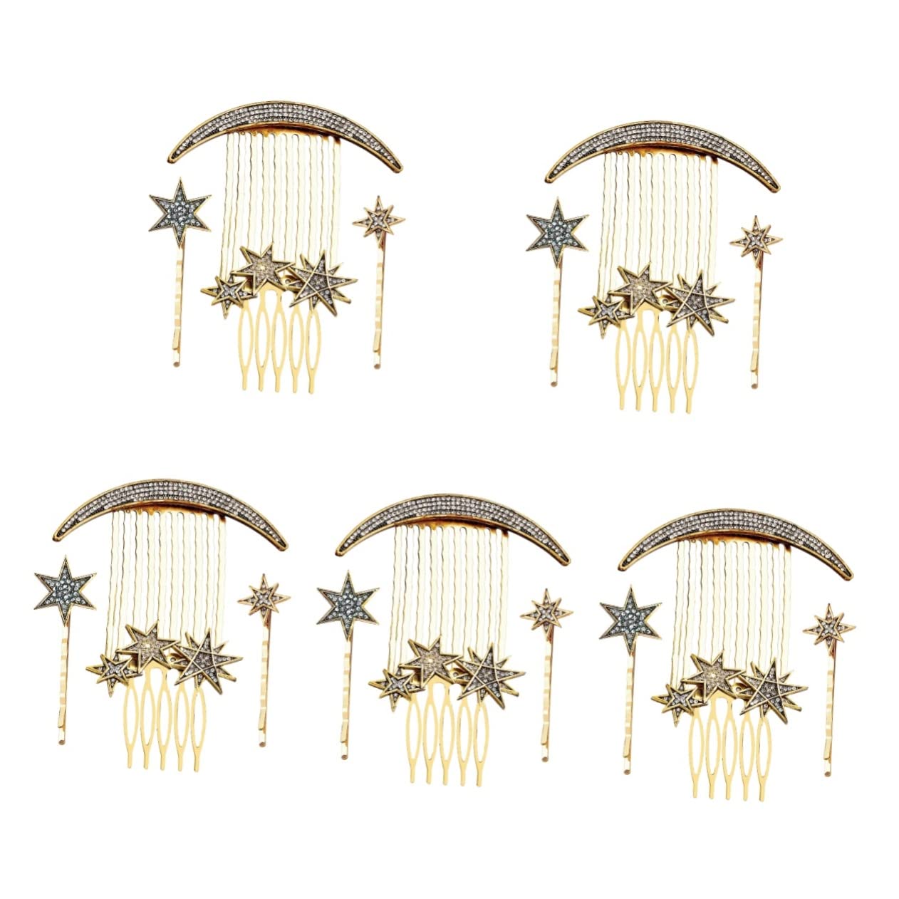 FRCOLOR 5sätze Vintage Haarspangen Set Mit Stern Und Mondmotiven Teiliges Haarschmuck-set Für Besondere Anlässe Haaraccessoire Für Hochzeiten Und Verziert Mit Strass Und