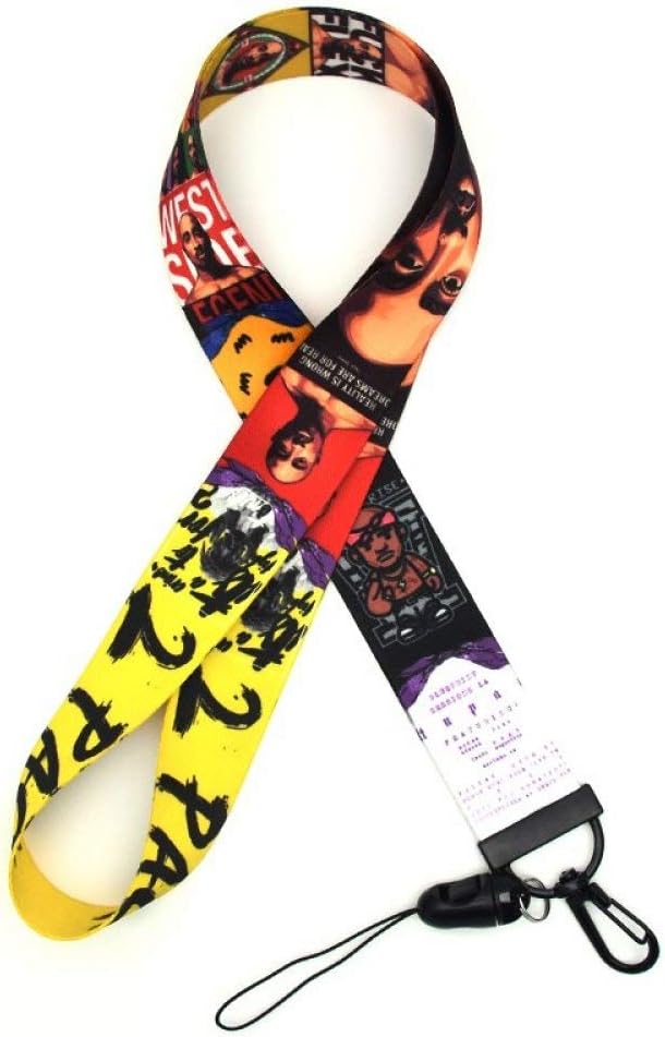 Anime Source 2Pac Tupac Rap Artist Comemmorative Lanyard ID Badge Holder Keychain Mobile Phone Gym Pass Holder Hip Hop