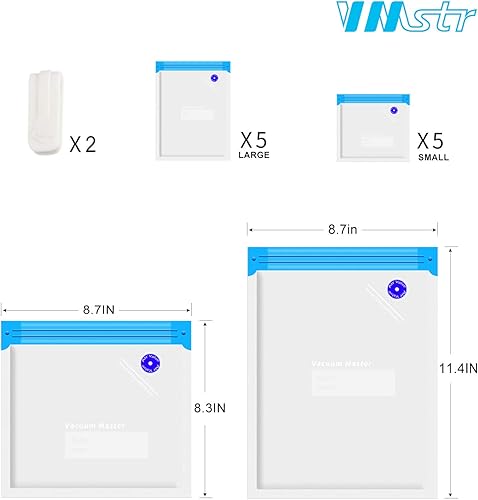 Miniatura 2 de VMSTR Bolsas con cremallera al vacío de construcción multicapa sin BPA de 1 cuarto de galón, 10 unidades