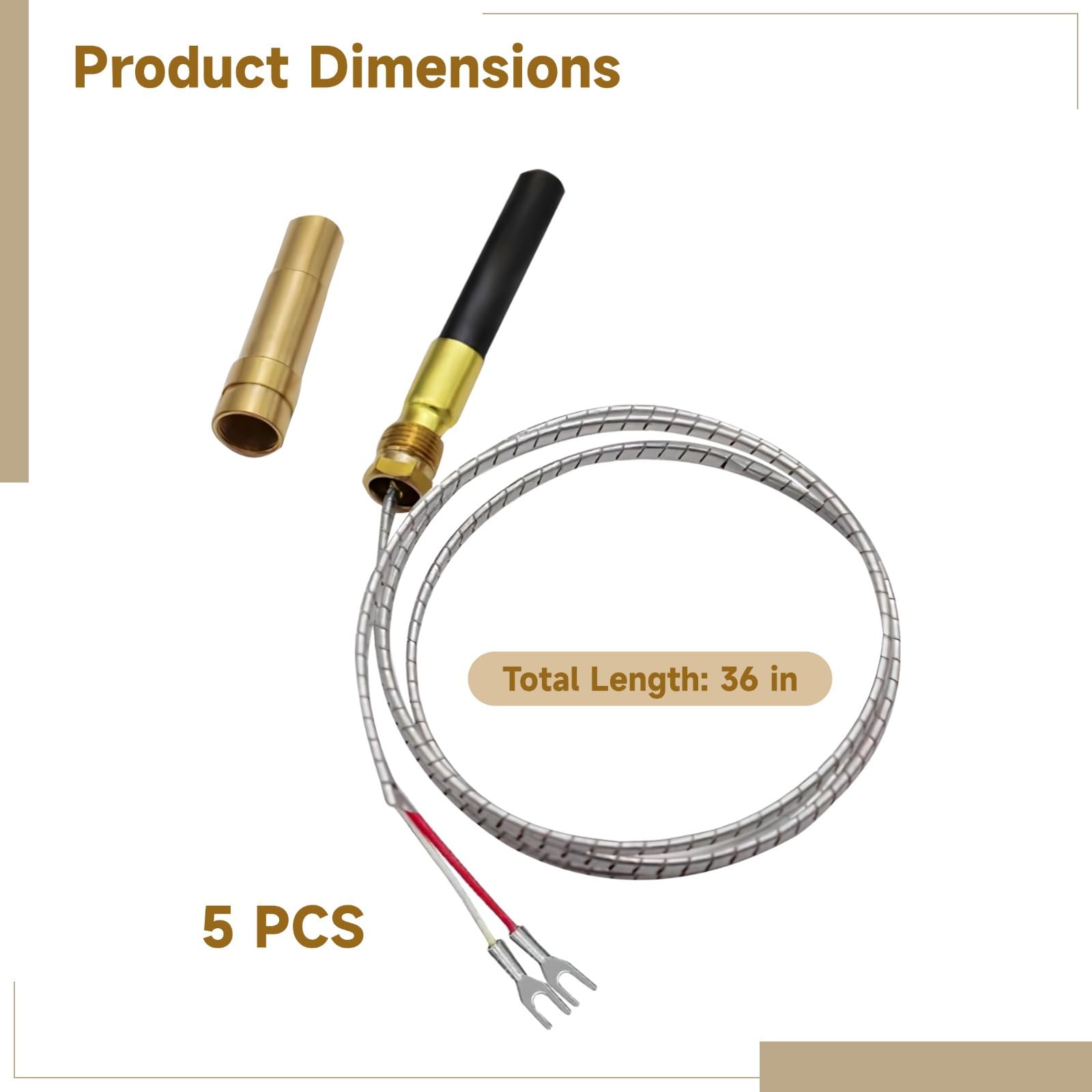 Generator termopala, wyjście 750 Mv, kabel 91.4 cm, uniwersalny zamiennik urządzeń gazowych, adapter Pg9 w zestawie