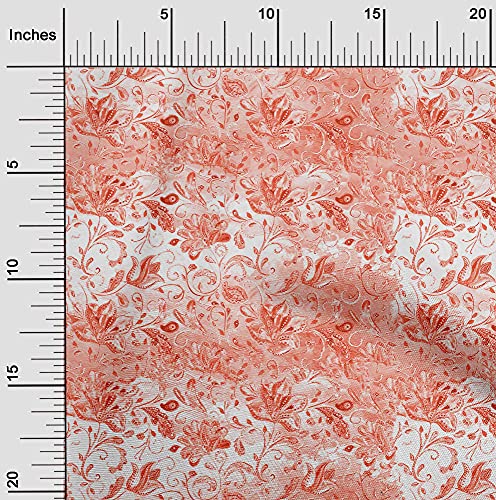oneOone Viscose Chiffon Orange Fabric Water Color Sewing Craft Projects Fabric Prints By Yard 42 Inch Wide-GVK