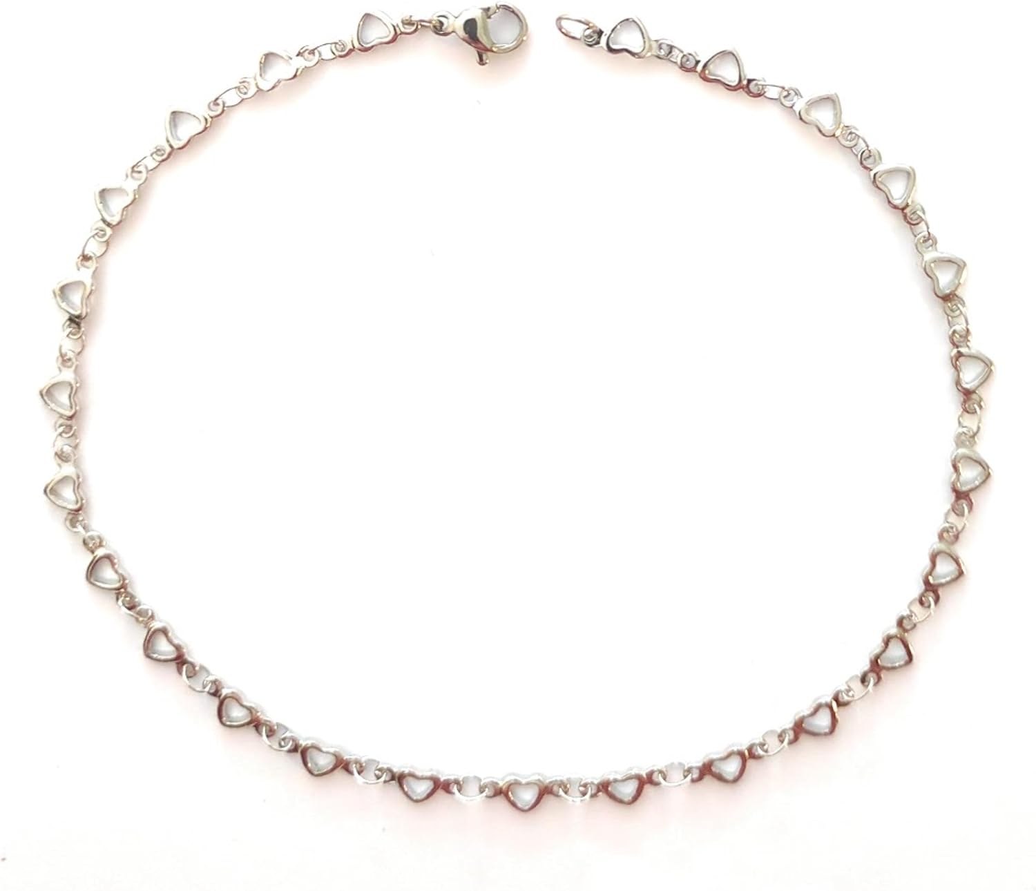 Plus Size 12-inch Heart Chain Anklet For Women Dainty 304 Stainless Steel Silver 5mm Dimensional Hearts Swim Friendly Gift Boxed - Image 2