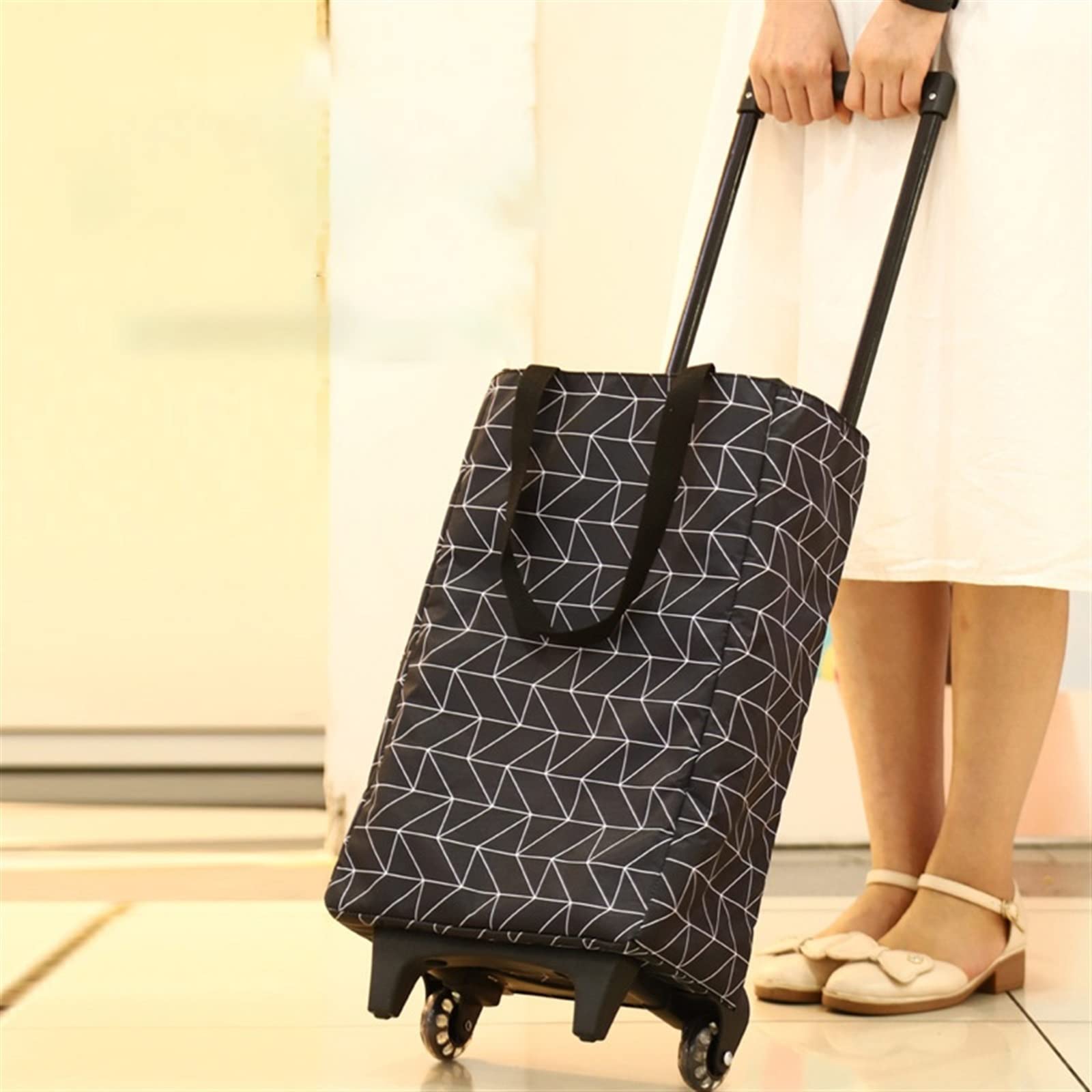 YHNNH， Einkaufstrolleys Faltbare Einkaufstasche Damen Großer Ziehwagen Einkaufstaschen for Organizer Tragbare Einkaufstrolleytaschen Gemüse Kaufen Tragbare Mehrzweckkarren