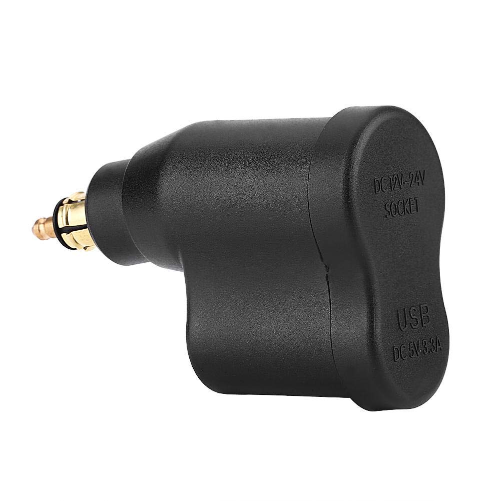 Nikou Caricabatterie per moto Adattatore di alimentazione Accendisigari 12-24V 3.3A Compatibile con spina DIN Hella