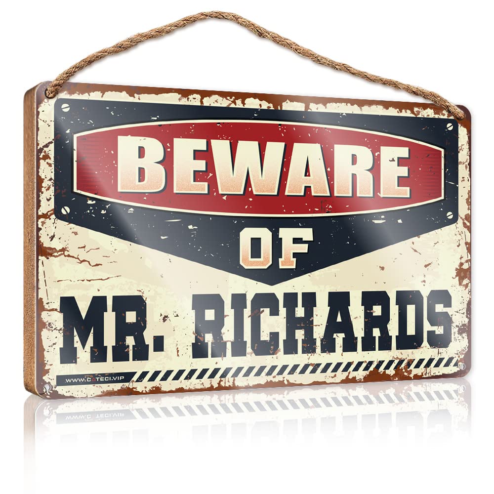 Dtha One Color Rustic Bathroom Signs Beware Of Mr. Richards Wooden Sign Kitchen Wall Art Wooden Hanging Sign(23X35cm)