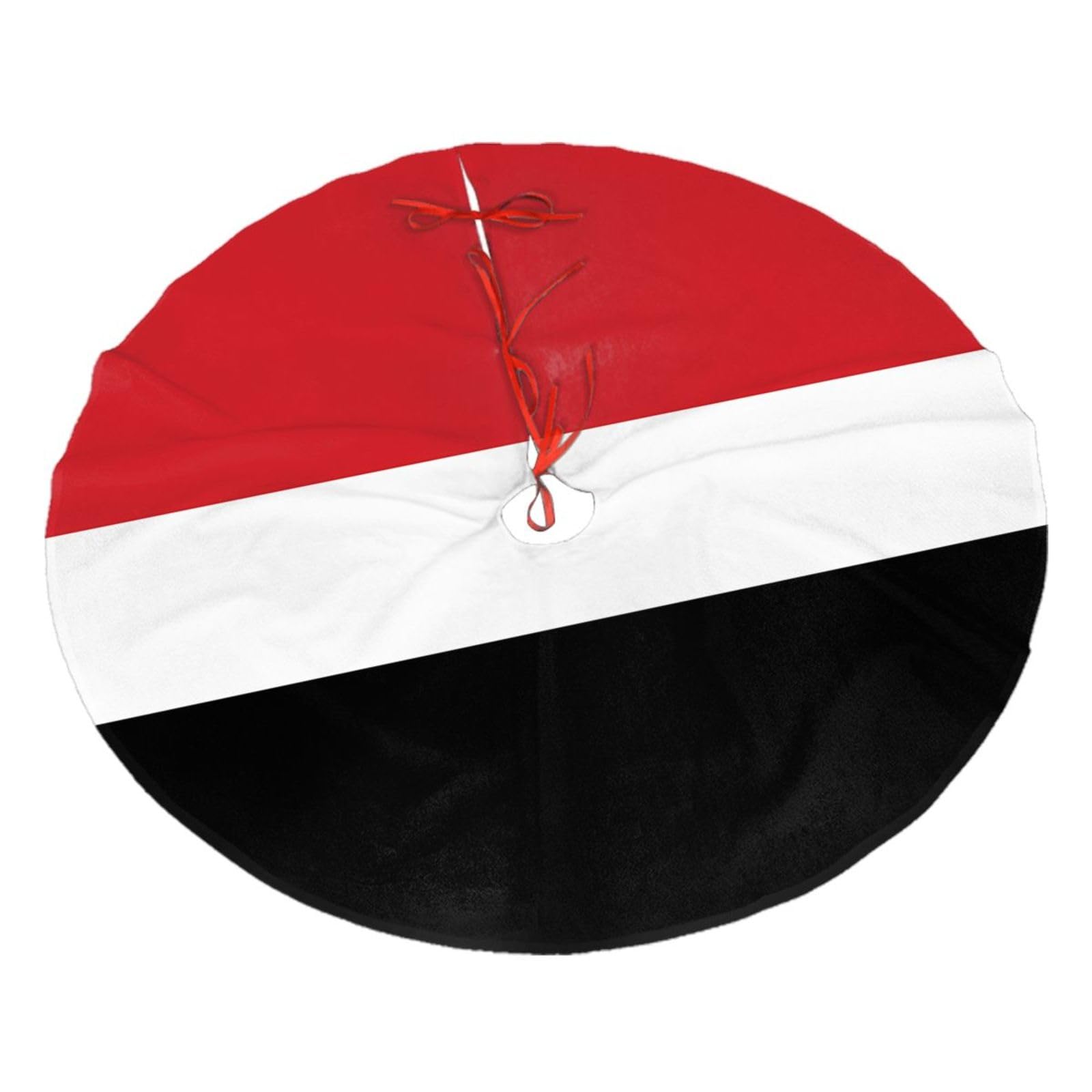 Yemeni Flag Printed Christmas Tree Skirt Christmas Plush Tree Skirt 36 inches (about91 cm) ChristmasIndoor and Outdoor