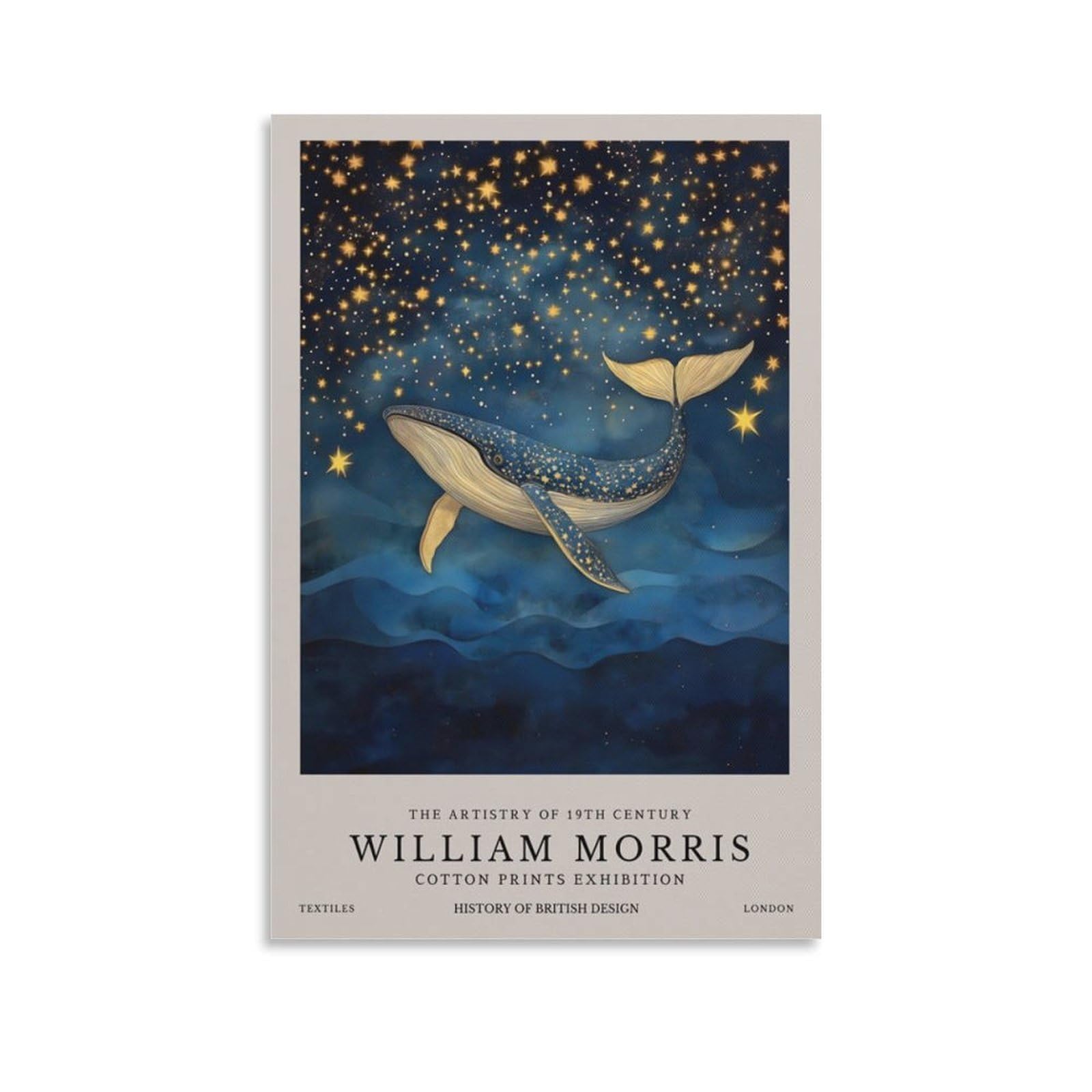 William Morris Whale Moon Night Sky Aesthetic Poster For Room Aesthetic Canvas Wall Art Bedroom Decor 20x30inch(50x75cm)