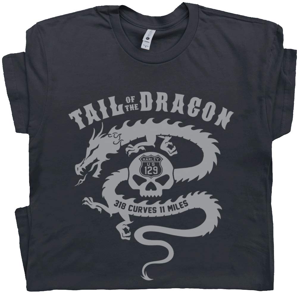 Motorcycle T Shirt Cool Biker Tshirts Harley Tail of The Dragon Graphic Tee for Men Women Guys Indian Triumph Sturgis