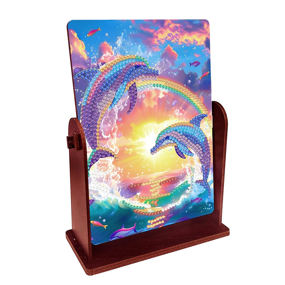Fiorky Animals Special Shape Table Top Diamond Painting Mirror Kit Desktop Diamond Mirror Art Kits 5D DIY Diamond Art Tabletop Decor Bedroom Table Wall Decor Home Office Decor