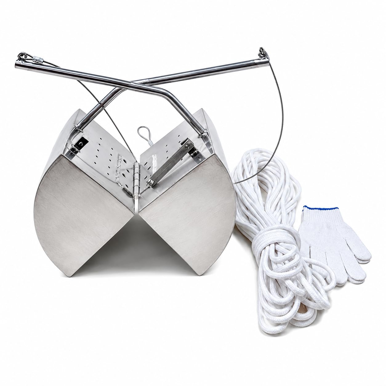 Campionatore di fanghi in acciaio inox 304 con corda da 20 m e fori di drenaggio | Design a pinza con coulisse in nylon per campionamento di fango a profondità regolabile in fiumi, stagni e laghi.