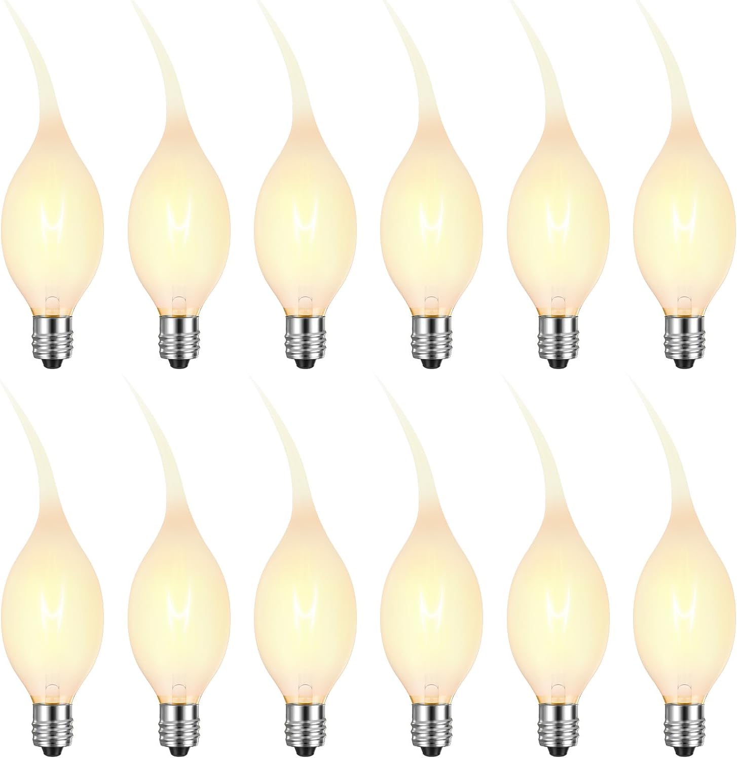 Hompavo Shatter-Resistant Candle Light Bulbs - 7W Silicone Dipped E12 Candelabra Base Bulbs with Warm White Decorative Flame Tip for Christmas Chandeliers, Sconces, Night Lights - 12 Pack