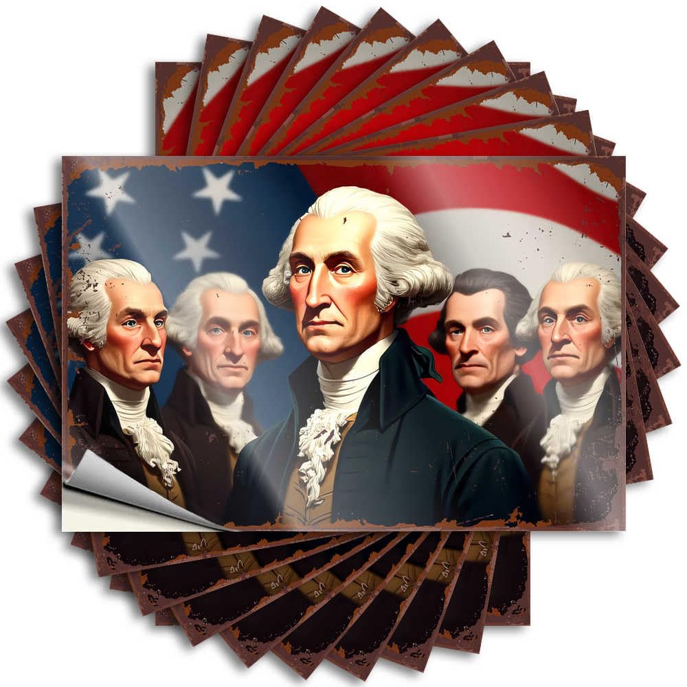 Founding Fathers: A Historical Portrait Personalized Tattoos | Aesthetic Waterproof Vinyl Bumper Earth Removable Decal Peel Stick(8X12CM)