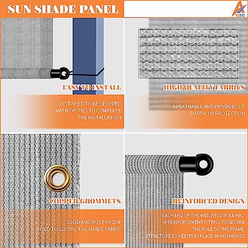 AwnPro 8' x 22' Outdoor Pergola Shade Cover Canopy for Patio Deck Porch Backyard Gazebo Replacement Shade Cover with Spaced Grommets Weighted Rods Light Gray