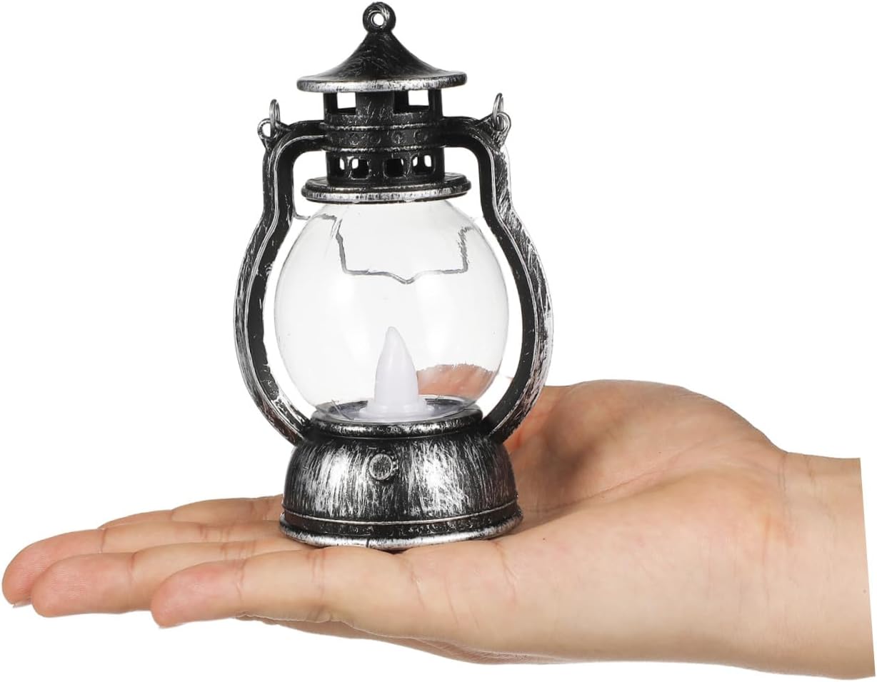 VICASKY Retro Handheld Lantern Vintage Style, Creative Bar Decoration Scene Lamp with Battery, Small Golden Carrying Lantern for Home Party Christmas