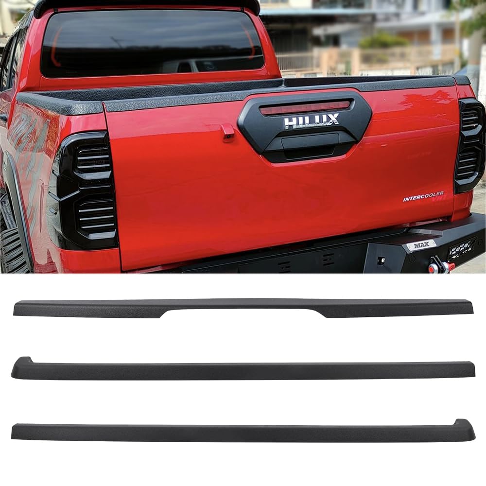 Kit de Protección de 3 Piezas para Toyota Hilux 2021-2026 (Invincible GR Sport) Doble Cabina, Protector de Portón Trasero con Recorte para Maneta y Rieles Laterales LLDPE - Negro Mate (Caja Abierta)