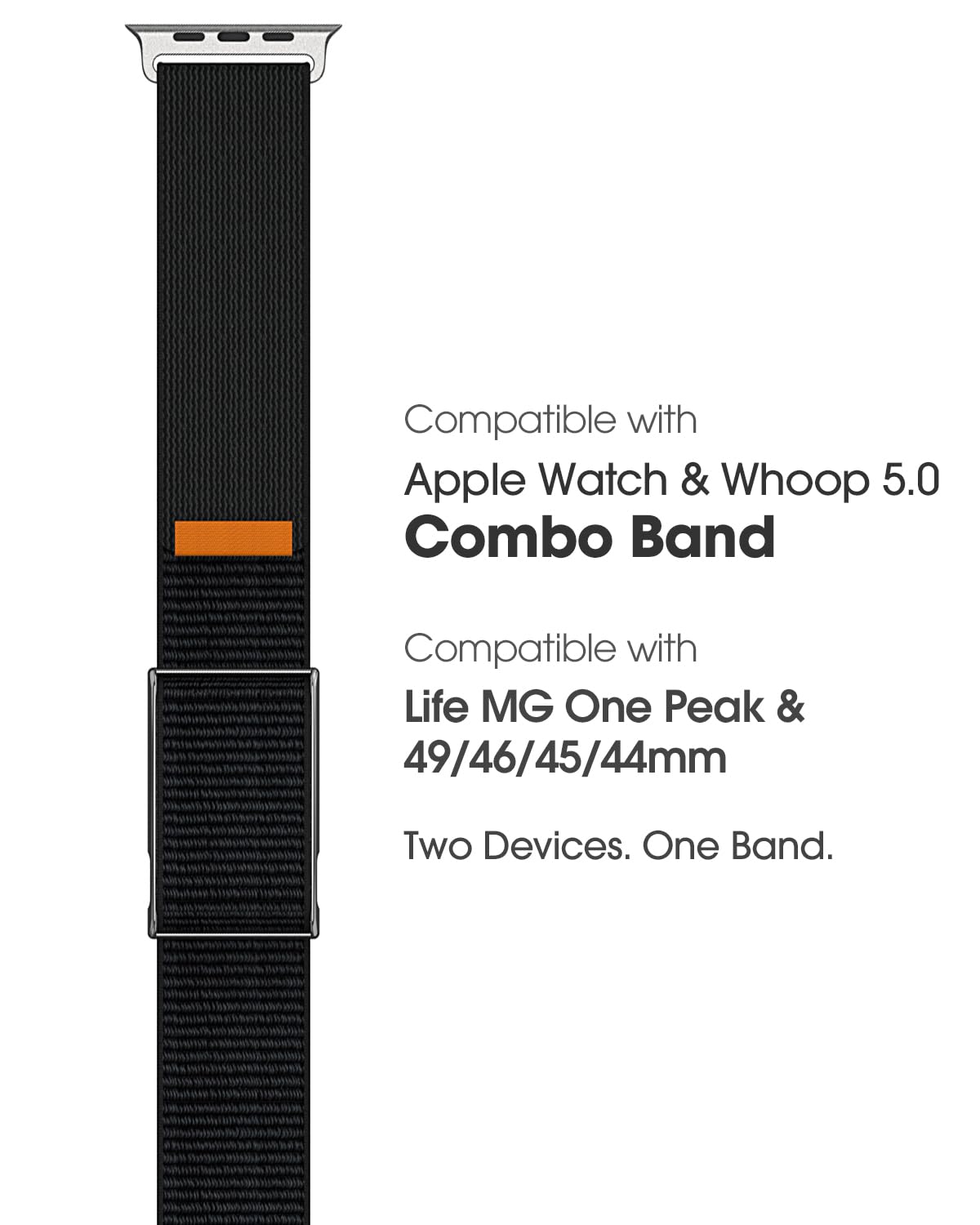 Nylon Sport Band Compatible with Whoop 5.0 Apple Watch Combo Band, Adjustable Fitness Wristband with Metal Bumper Case for Whoop 5.0/ MG One Peak LIFE & iWatch 44/45/46/49mm - 3