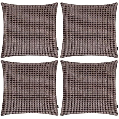 Hodeacc 4 Packs Brown Corn Corduroy Pillow Covers,Soft Solid Decorative Cushion Covers Pillowcases,Home Decor for Sofa Chair Couch,18x18 inch/45x45 cm CASE ONLY Cover