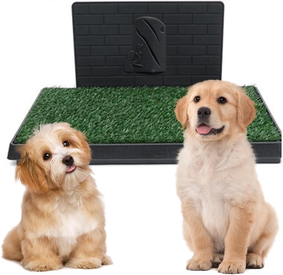 Reusable Dog Potty with Artificial Grass & Pee Baffle, Indoor Porch Portable Dog Litter Box, Puppy Pad Alternative for Small/Medium Dogs