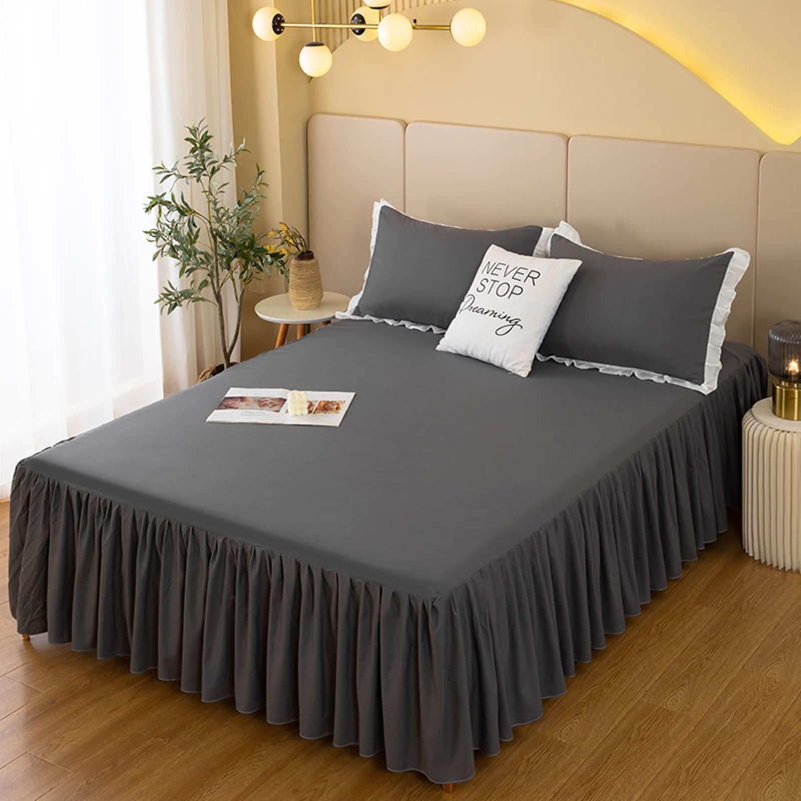 Drap housse 120x200cm lavable en machine avec jupe de lit intégrée