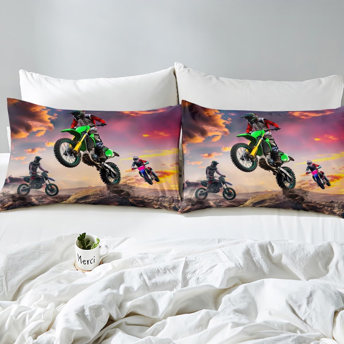 Amazon.com: Motorbike Comforter Cover Set Queen Size,Boys