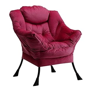 HollyHOME Sillon para Salon Sillón Relax Terciopelo Sillon Lectura Dormitorio Comodos Butacas de Salon Silla en Metal, Rojo Global Recycled Standard