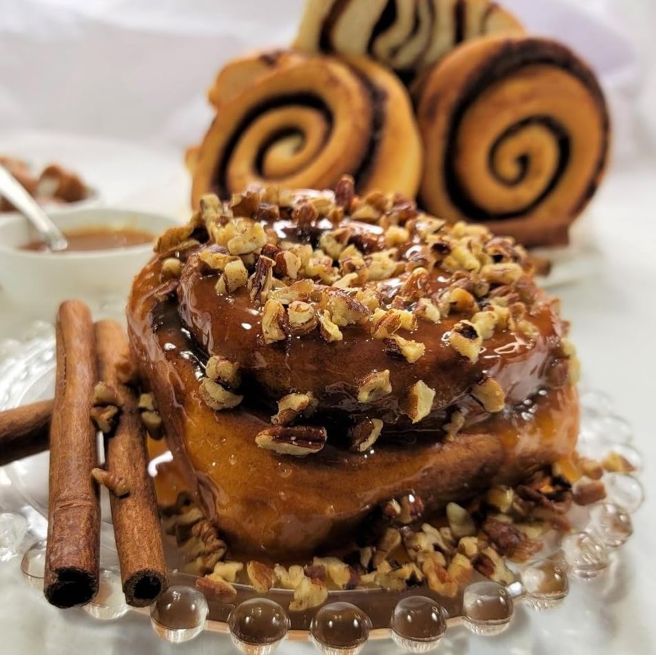 Cinnamom Bakery Individually Wrapped 6oz Pecan Caramel Sticky Cinnamon Rolls (Pack of 12)