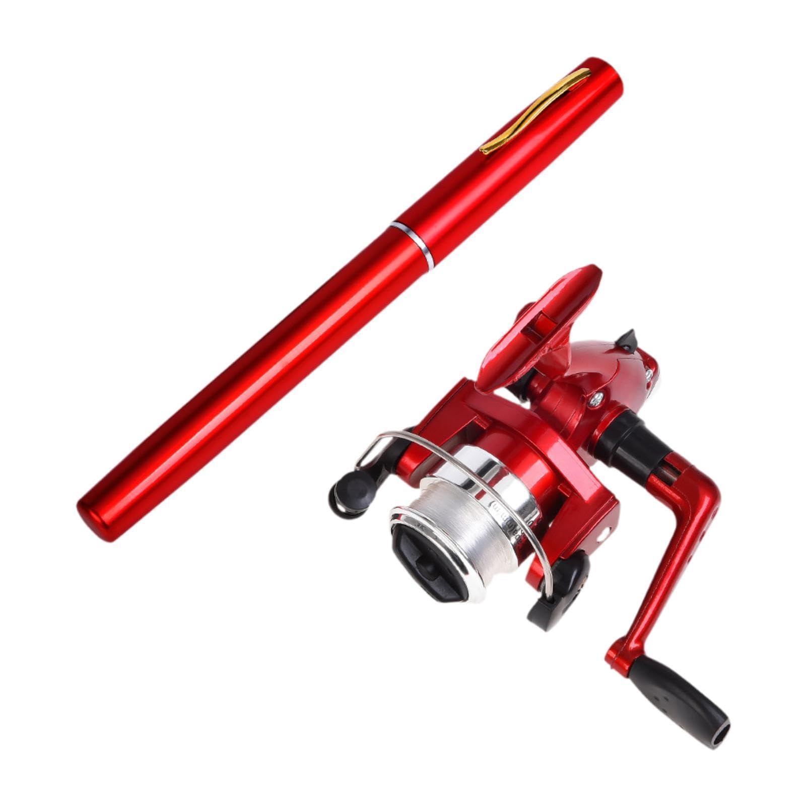 Mini Fishing Rod Reel Combo, Telescopic Fishing Rod with Line, Mini Fishing Pole, for Outdoor Raft Saltwater Freshwater Sea, Red