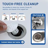 Vista 5 de Atrapador de Cabello para Desagüe de Bañera – Desecho sin Contacto, Oculta el Cabello, Colador de Malla de Silicona Reutilizable, se Adapta a Blanco