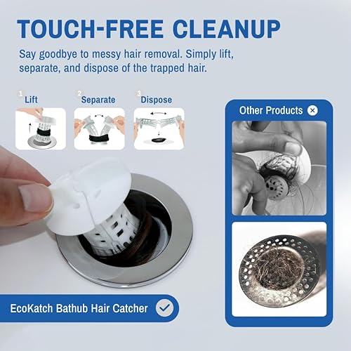 Miniatura 4 de Atrapasador de cabello de drenaje de bañera  Limpieza sin contacto  Oculta el cabello  Colador de malla de silicona reutilizable  Se adapta a
