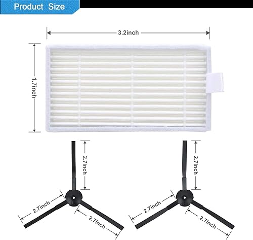 Miniatura 3 de Piezas de repuesto para aspiradora robótica ILIFE V3 V3s V5 V5s Pro, kit de accesorios incluye 1 filtro primario y 8 cepillos laterales y 8 filtros